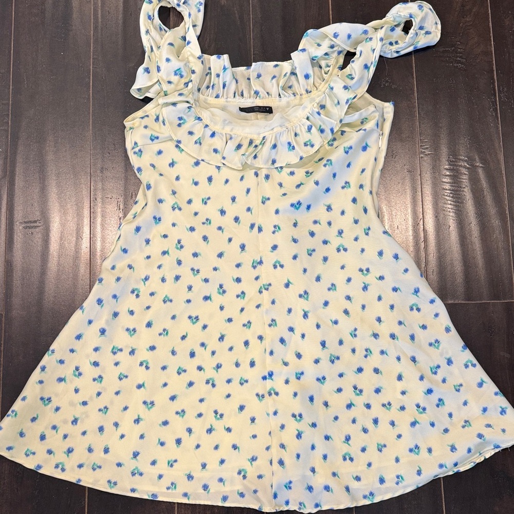 Zara Kids Floral Blouse - Cream and Blue
